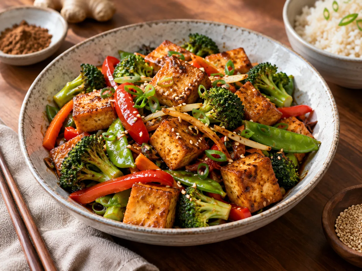 Air Fried Vegan Chinese Tofu Five-Spice Ginger Stir-fries