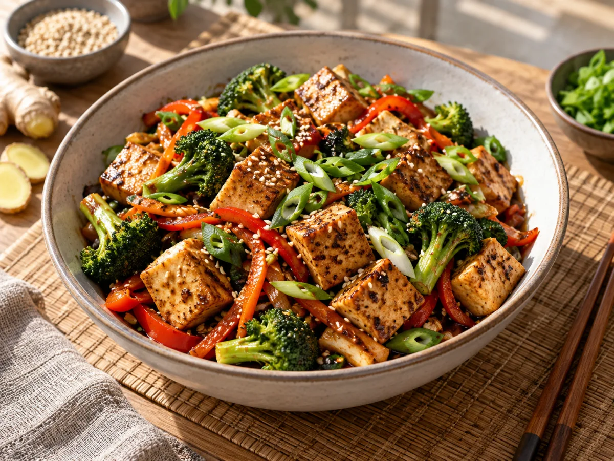 Baked Vegan Chinese Tofu Five-Spice Ginger Stir-fries