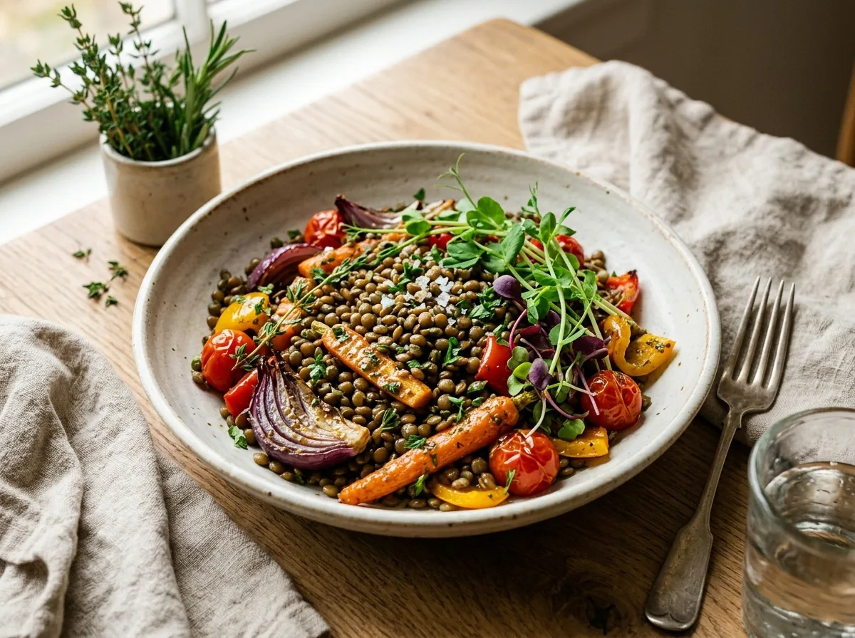 Baked Vegan French Lentil Dijon Herb Salads