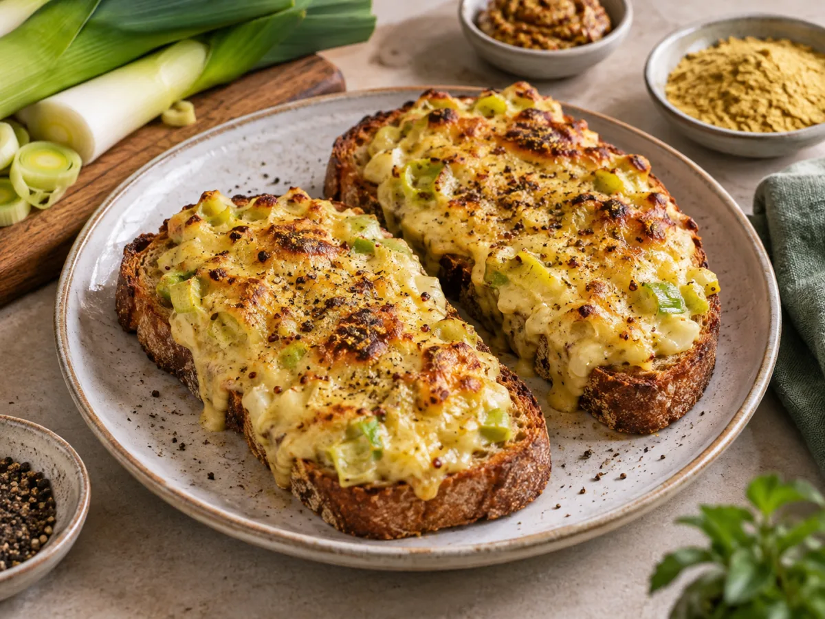 British Leek & Mustard Vegan Welsh Rarebit on Toast
