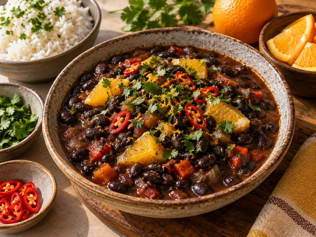 Broasted Style Vegan Brazilian Black Bean Orange Chili Stews