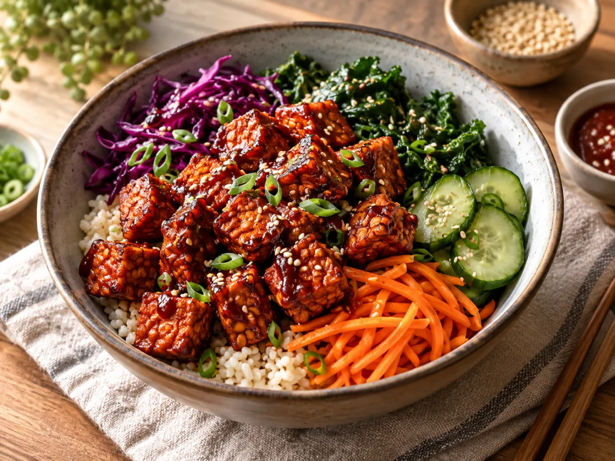Broasted Style Vegan Korean Tempeh Gochujang Sesame Bowls