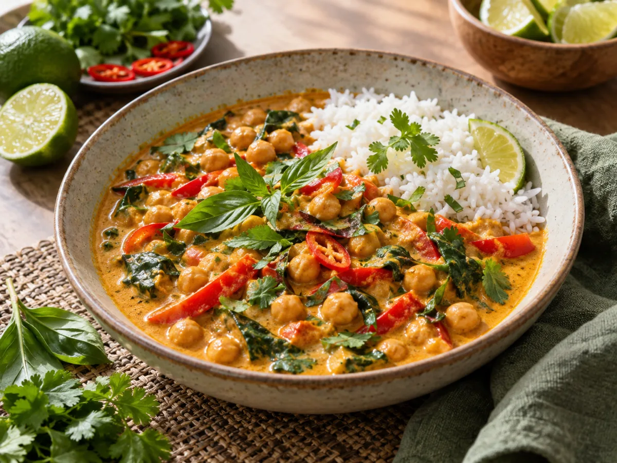 Broasted Style Vegan Thai Chickpea Coconut Lime Curries