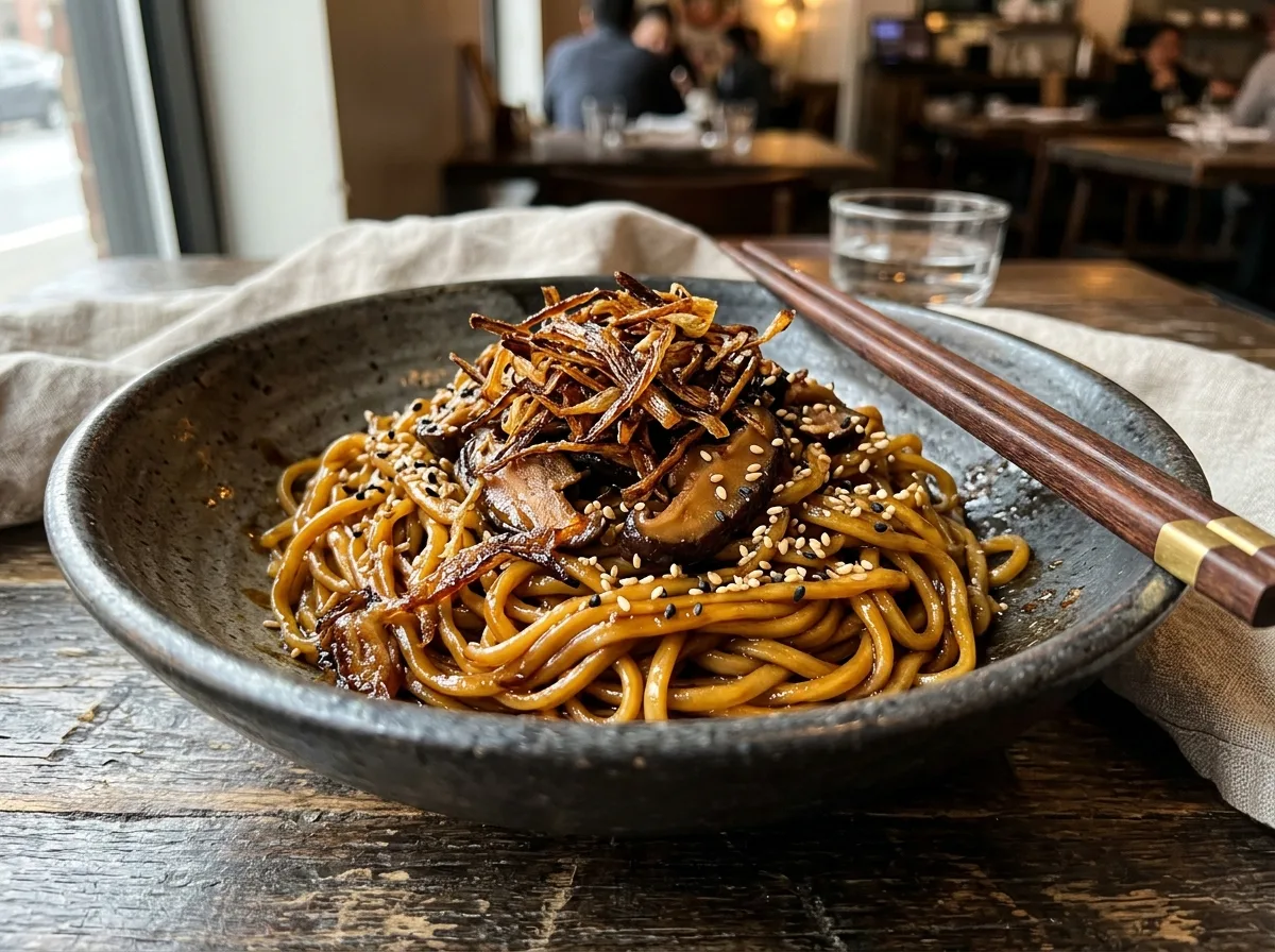 Chinese Scallion Noodles with Shiitakes