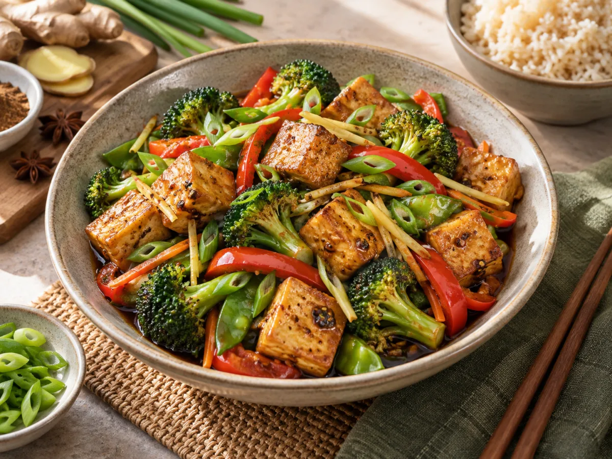 Fried Vegan Chinese Tofu Five-Spice Ginger Stir-fries