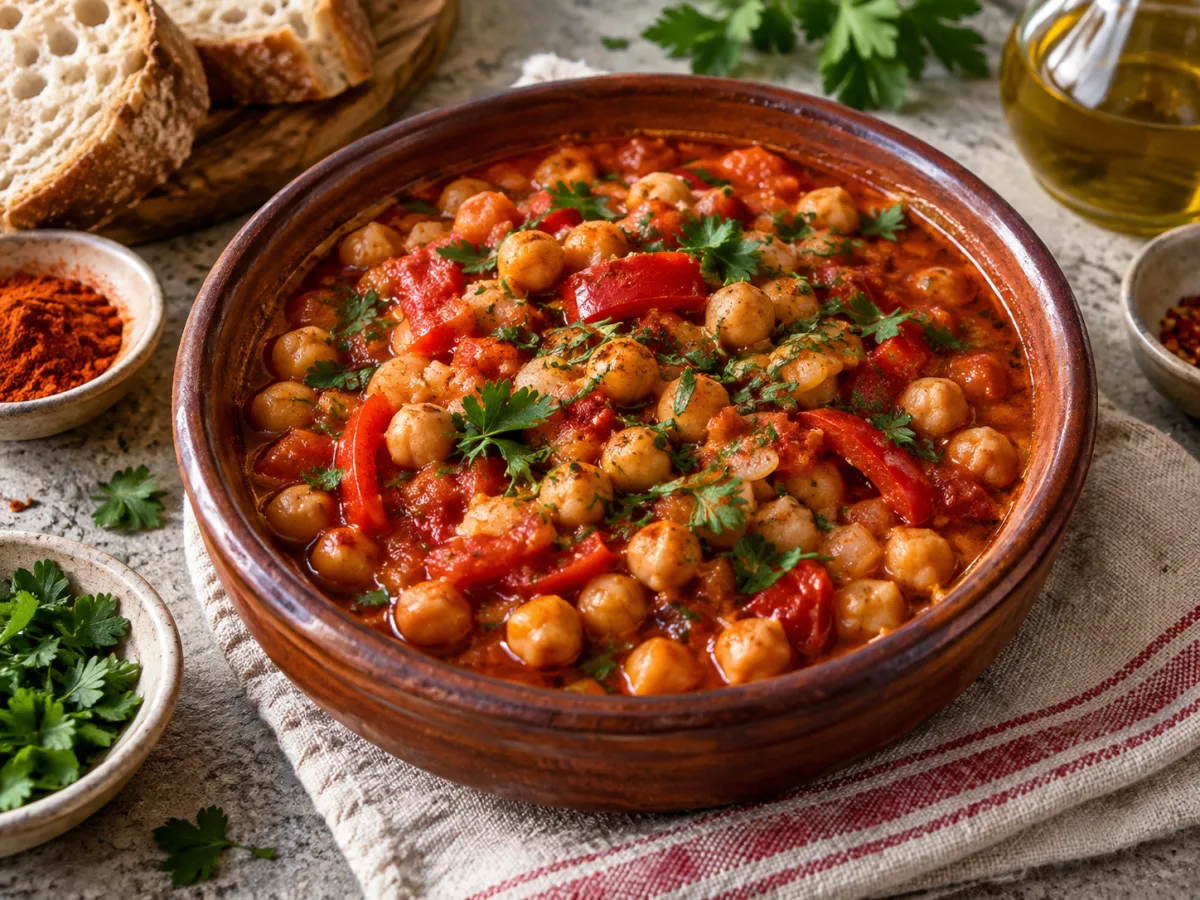 Fried Vegan Spanish Chickpea Smoked Paprika Stews