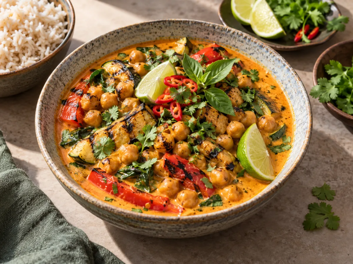Grilled Vegan Thai Chickpea Coconut Lime Curries