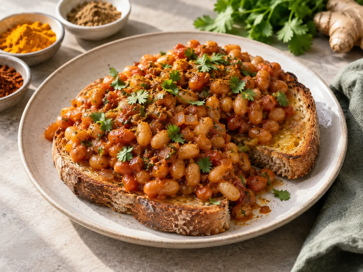 Indian Spiced Masala Baked Beans on Toast