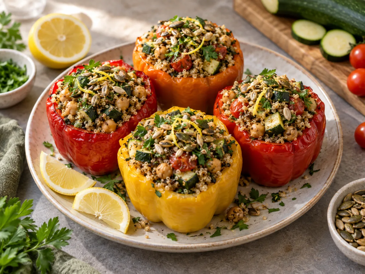 Lemon Herb Quinoa Stuffed Peppers