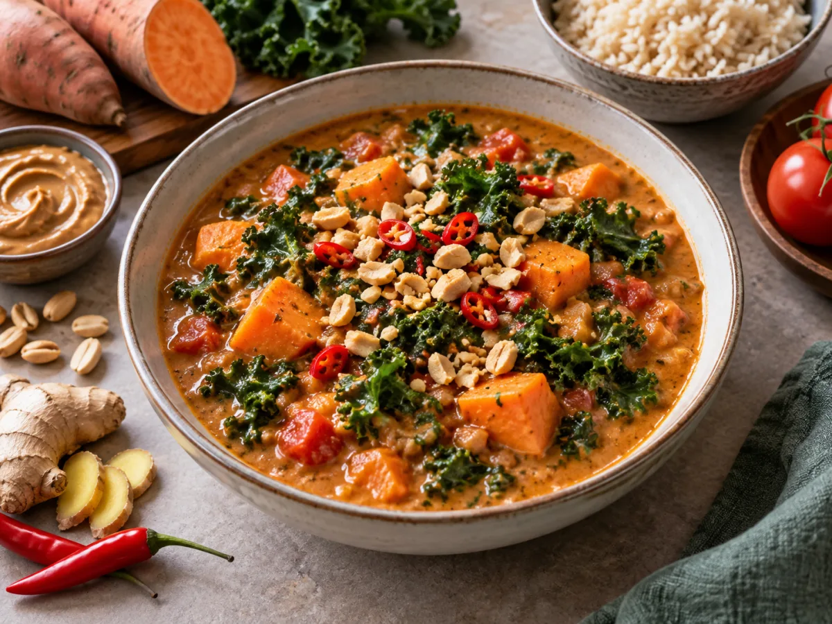 Peanut Sweet Potato Kale Stew