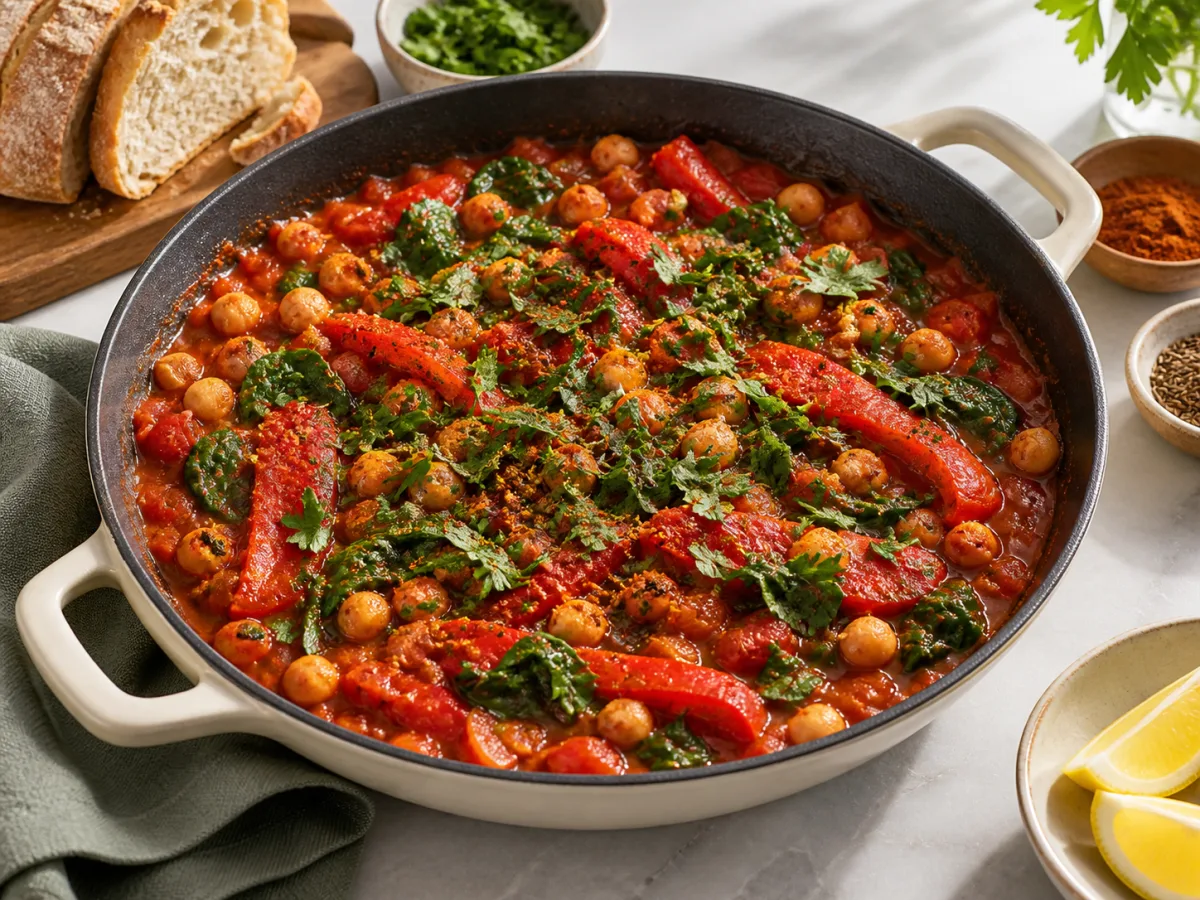 Roasted Red Pepper Chickpea Shakshuka