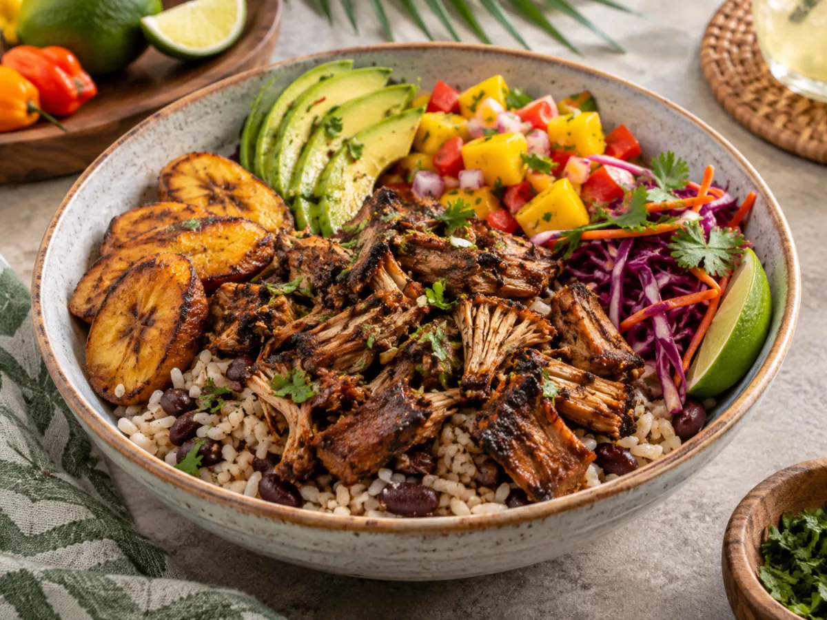 Roasted Vegan Caribbean Jackfruit Jerk Rice Bowls