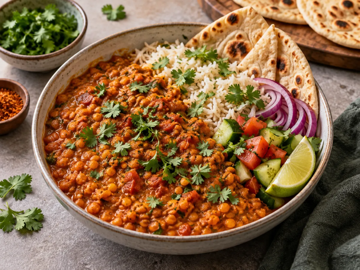 Roasted Vegan Indian Red Lentil Masala Dal Bowls