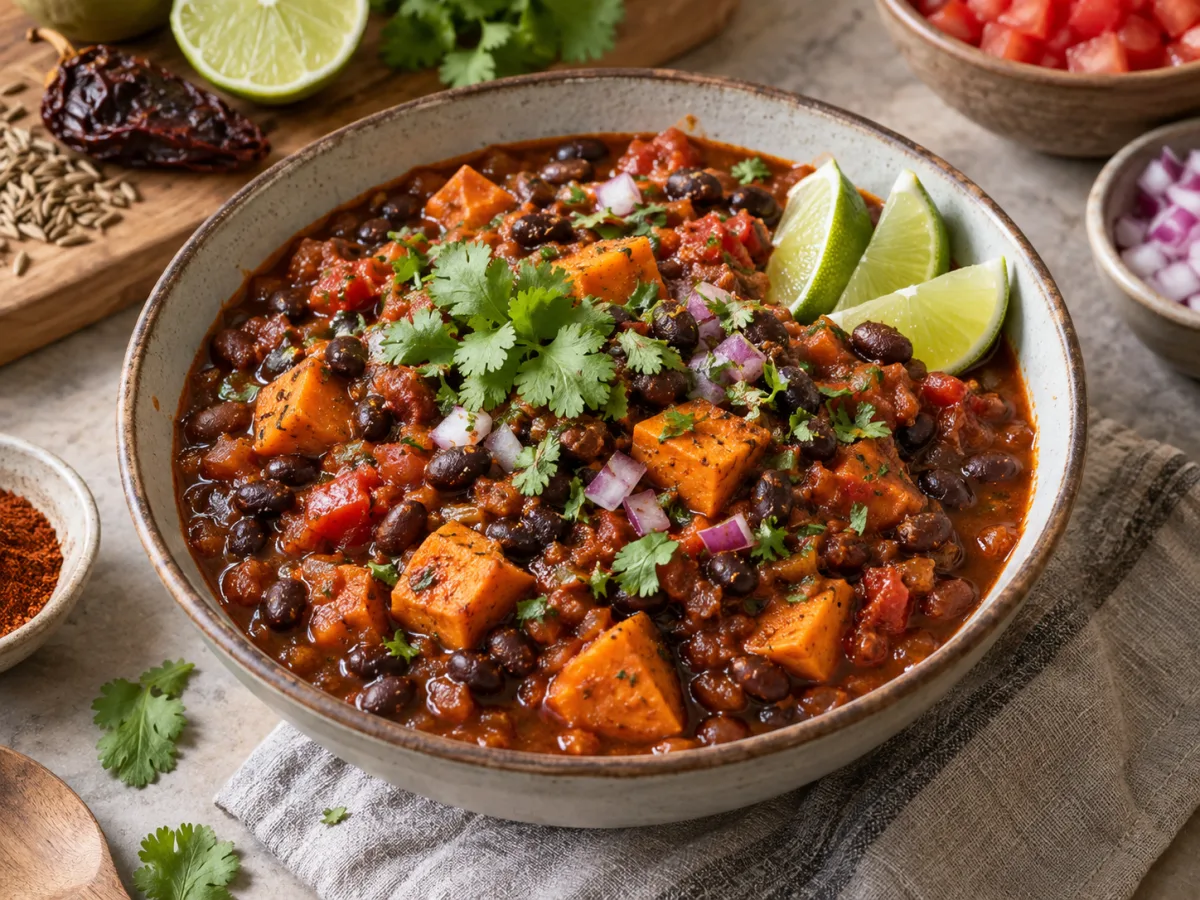Smoky Chipotle Black Bean Sweet Potato Chili