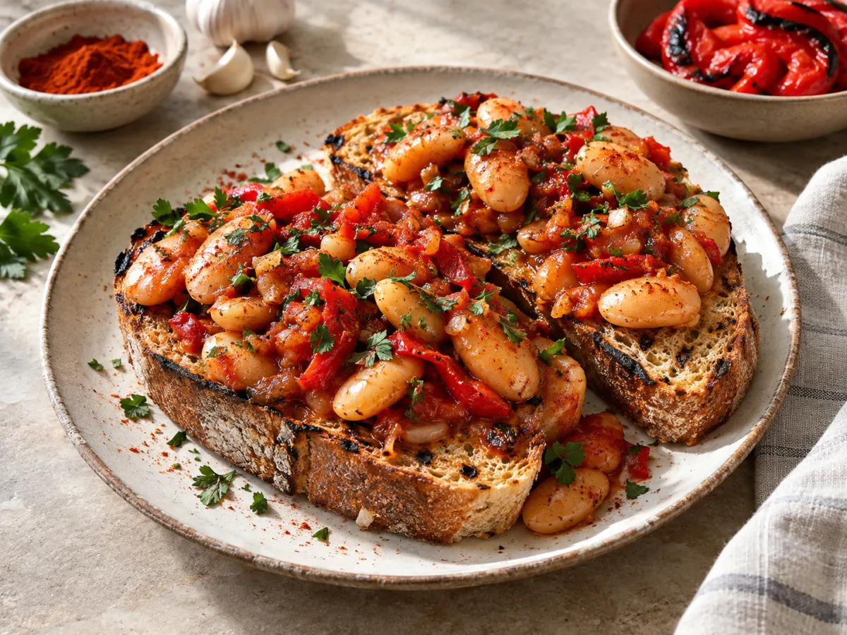 Spanish Smoky Butter Beans on Garlic Toast