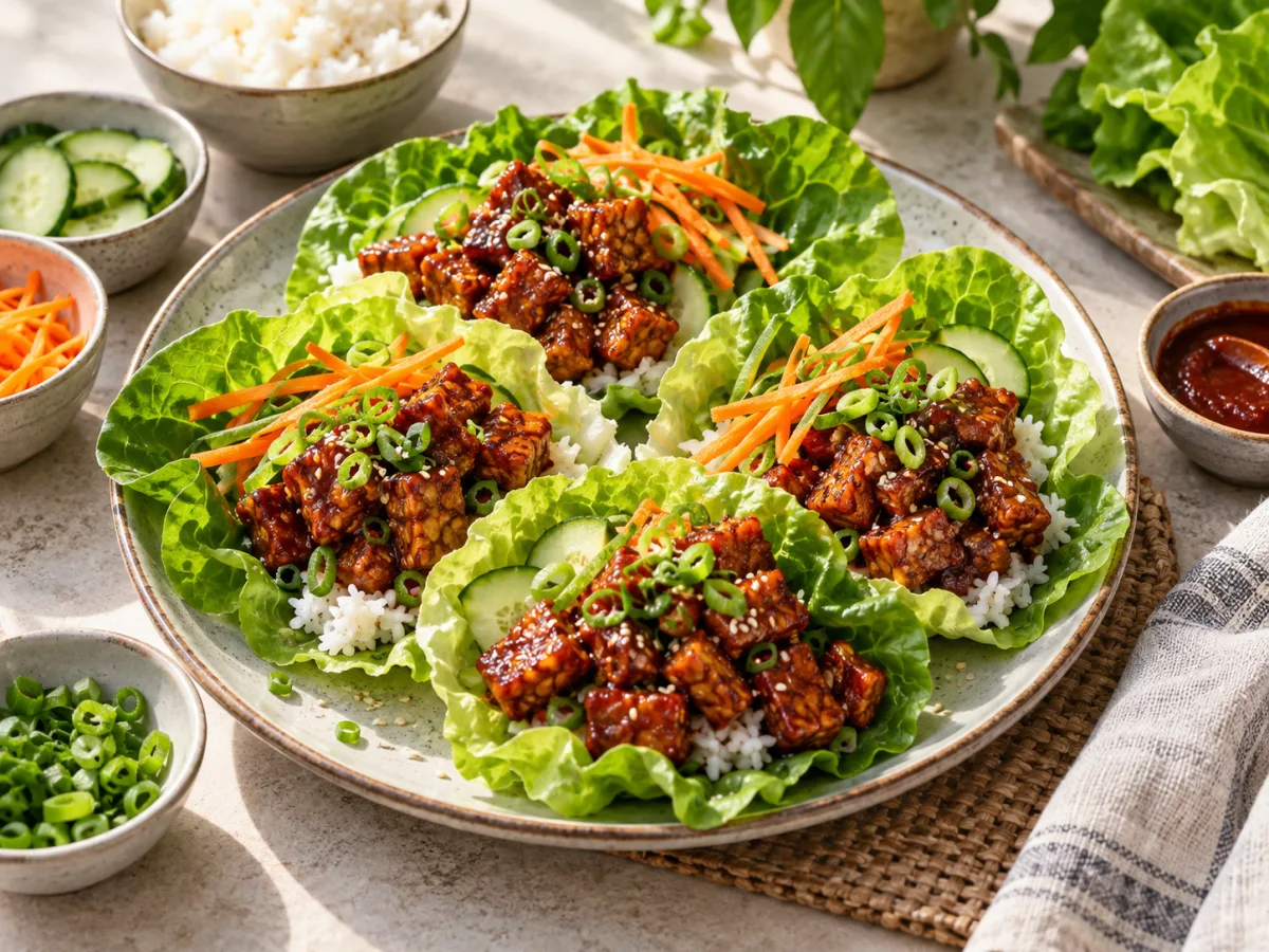 Thai Basil Tofu Lettuce Cups