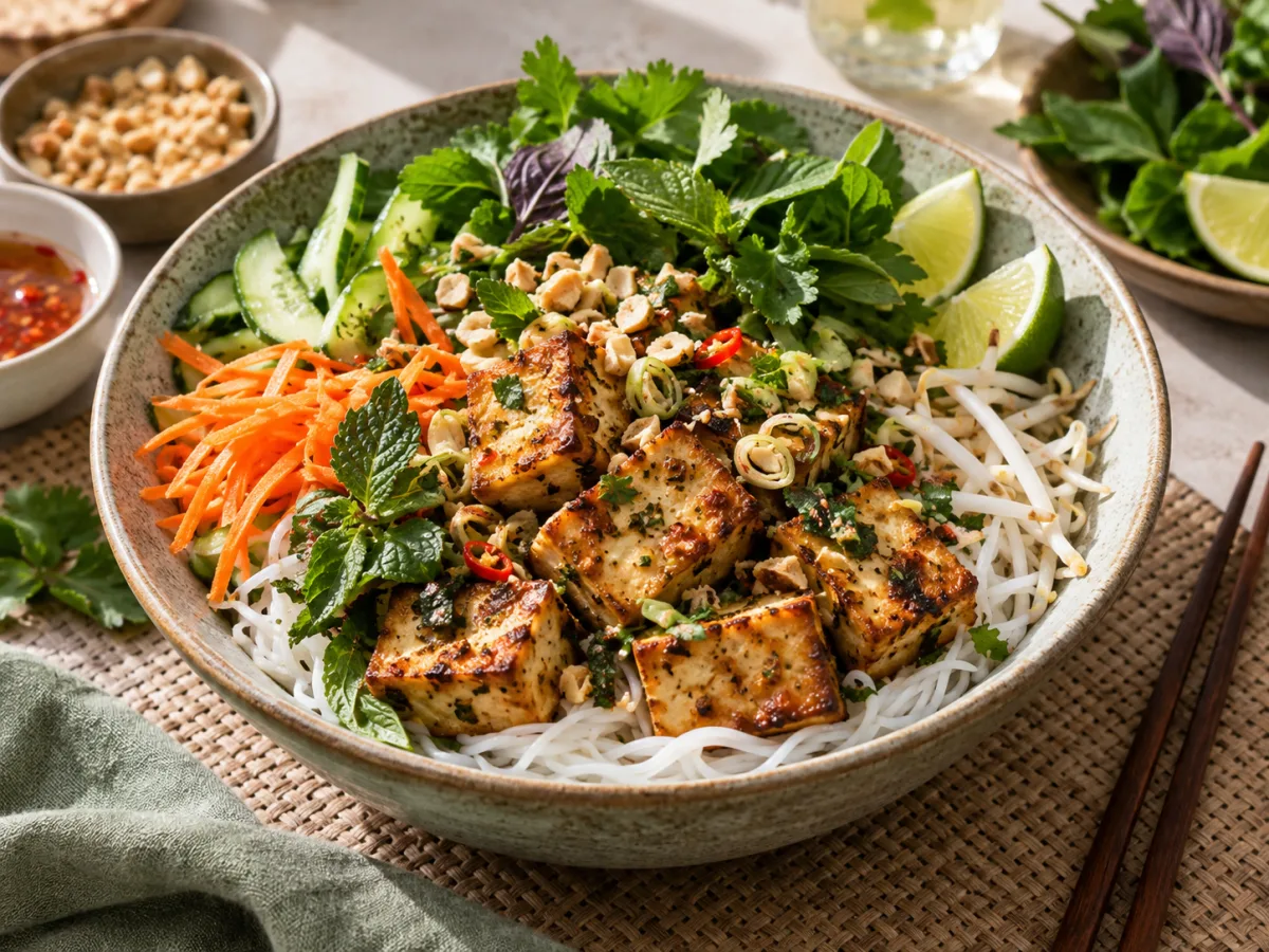 Vietnamese Lemongrass Tofu Noodle Bowls