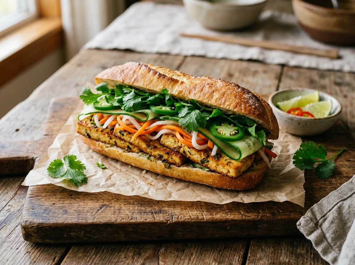 Vietnamese Tofu Bánh Mì with Pickled Vegetables